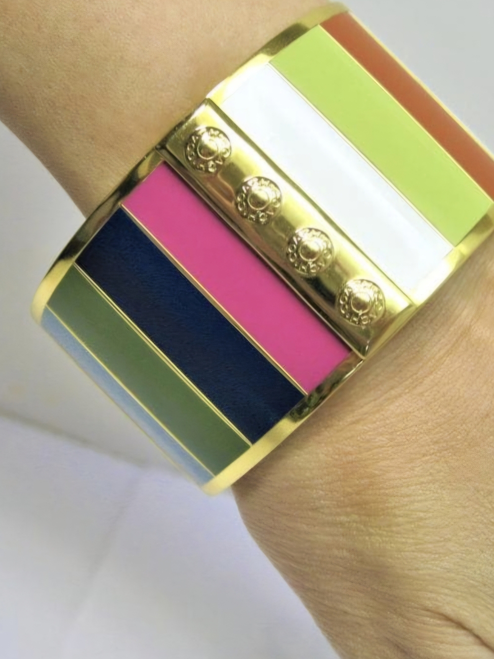 Coach 65th Anniversary Legacy Signature Gold Logo Wide Cuff Bracelet - Picture 4 of 9